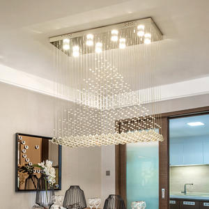 大型高品质豪华照明矩形餐饮K9水晶螺旋雨滴现代发光二极管吊灯吊灯 - Product Image 6