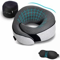 Ensemble d'oreiller de voyage ergonomique en mousse à mémoire de forme avec masque pour les yeux 3D et housse lavable