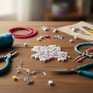 Ilan Abalorios 4x7mm Bianco con lettere colorate ed emoticon 17g - Product Image 3