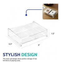 Boîte de rangement de luxe transparente en acrylique pour cartes à jouer, organisateur de cartes de poker pour jeux à domicile avec couvercle et deux compartiments