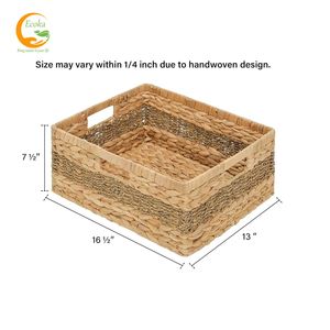 Panier de rangement personnalisable en jonc de mer et jacinthe d'eau, avec cadre et poignées durables, fabriqué à la main au Vietnam - Product Image 2