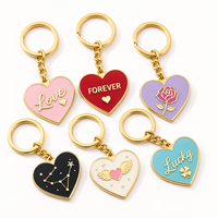 Porte-clés personnalisé en alliage de zinc émaillé en forme de cœur, durable, avec logo sur mesure, prix d'usine, porte-clés porte-bonheur « Amour éternel »