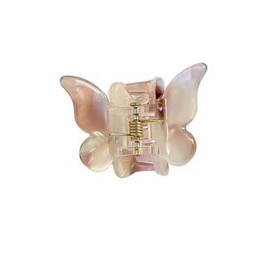 小さな波の形をしたデザイナー風スイートな女性・女の子向けミディアムヘア用ヘアクリップ、ミニアセテートピンクバタフライヘアクリップ - Product Image 4