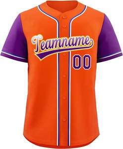 เสื้อบาสเก็ตบอลสำหรับทุกเพศเสื้อเจอร์ซีย์เบสบอลมีกระดุมเสื้อแขนสั้นพิมพ์ชื่อแบบเย็บปัก - Product Image 1