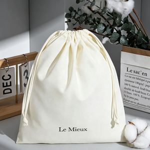 Wholesale Eco Friendly Large Cotton Linen Pouch Custom <b>Drawstring</b> Dust Bag for Clothes Packaging - Product Image 3