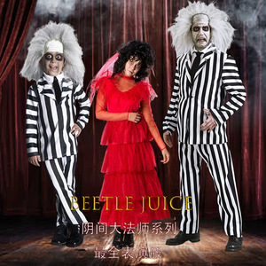 ชุดคอสตูมเด็ก Beetlejuice ชุดคอสตูมเด็กชายหญิงสำหรับฮาโลวีน ชุดคอสเพลย์ลายทาง ชุดเดรสสีแดงสำหรับการแสดง - Product Image 2