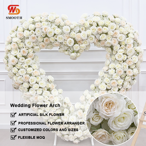 Hecho a mano suave nueva Rosa Blanca en forma de corazón arco de flores Fondo Artificial para boda Día de San Valentín evento decoración de escenario - Product Image 2
