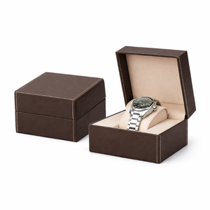 Boîte à montre haut de gamme personnalisée en cuir PU rigide avec couvercle rabattable, emballage pour bijoux, coussin floqué pour montre, logo en relief, prix de gros - Product Image 4