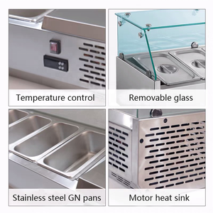 Vitrine Réfrigérée Commerciale de Comptoir en Acier Inoxydable pour Mini Buffet, Bacs à Salades - Product Image 5