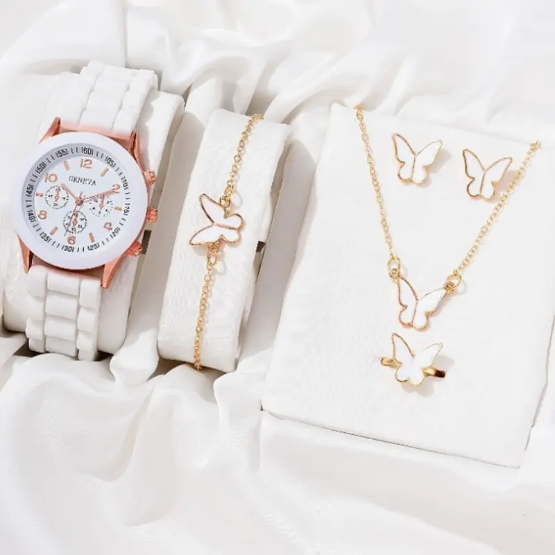 Набор из нескольких предметов, роскошные белые часы, женские кварцевые наручные часы с бриллиантами, элегантные женские часы-браслет для женщин, подарок