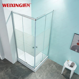 מחיר טוב עם צלב מסגרת חתוך מזג זכוכית מקלחת דלת מלון בית מלון סגסוגת אלומיניום מרובע - Product Image 2