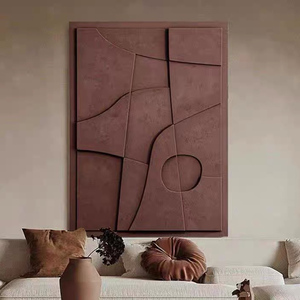 Decorazione per la casa 3d arti murali astratta geometrica fatta a mano in legno intagliato decorazione pittura moderna in rilievo arenaria - Product Image 6
