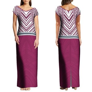 Abito polinesiano personalizzato di alta qualità con <span class=keywords><strong>spalle</strong></span> <span class=keywords><strong>scoperte</strong></span> grande scollo a V abito lungo taglie forti da donna Maxi abiti da sera - Product Image 4