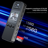 Portable Mini 1.3 pouces corps porté support de caméra 180 degrés grand Angle réseau analogique carte SD données pince arrière pour voyager cyclisme