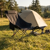 Chaise longue pliante portable, siège inclinable de camping avec repose-pieds et poche latérale pour la plage, la pêche et les activités de plein air