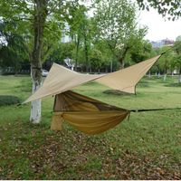 Hamac de camping extérieur avec bâche de protection contre la pluie, lit suspendu portable en nylon Ripstop pour la randonnée, le trekking et la plage