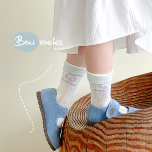 Calcetines de Algodón Peinado Sin Costuras Clase A para Niñas, Calcetines <span class=keywords><strong>Dulces</strong></span> de Doble Hilo hasta la Pantorrilla para Otoño, Invierno y Primavera - Product Image 5