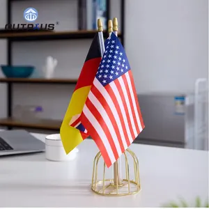 Grosir bendera kecil bendera negara berbeda tiang logam bendera meja kantor bendera meja dengan dudukan logam