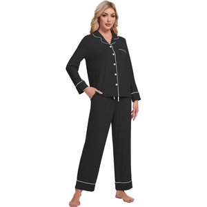 Ensemble de pyjama pour femmes BambooBud, 2 pièces, manches longues, vêtements de nuit en tricot respirant, viscose de bambou, S-XXL - Product Image 1