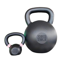 Kettlebell en acier moulé de 108 kg pour hommes, robuste, avec design classique et poignée antidérapante