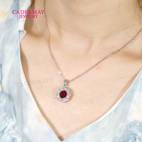 Boucles d'oreilles clous en rubis de laboratoire rouge sang de pigeon, collier et bague en moissanite pour femme, bijoux en argent S925 pour fiançailles et mariage