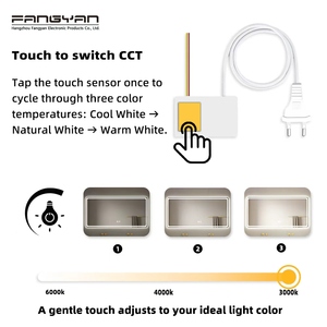 Miễn phí mẫu LED gương mờ cảm biến cảm ứng chuyển đổi một nút một/ba màu 100-240V DC12V 12W tích hợp trình điều khiển điện - Product Image 2