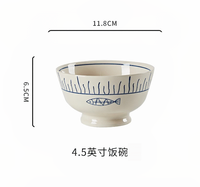 Vaisselle en porcelaine traditionnelle de style japonais, bols et soucoupes en céramique peints sous glaçure pour la maison - Écologiques et compatibles lave-vaisselle