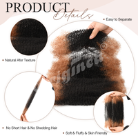 Originea Afro Kinky Bulk Brasiliano, Capelli Umani Super Double Drawn da 22 Pollici, Pre-Stirati per Treccine Morbide