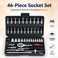 Lucky Wholesale Kit de douilles et embouts 46 pièces 1/4 pouce en acier au carbone avec clé à cliquet, personnalisable OEM pour réparation de vélos et bricolage domestique
