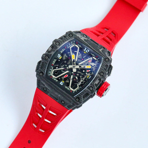 High End Trendy Waterproof <b>Watch</b> Skeleton Design Black Carbon Fiber Case <b>Rubber</b> Strap Mechanical <b>Watch</b> Men's Business <b>Watch</b> - Product Image 2