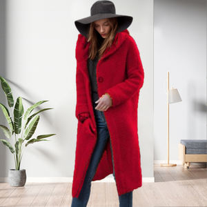 Dropshipping Solid Color Hooded Long Sleeve Sweater <b>Cardigan</b> Women Knit Fashion - Product Image 4