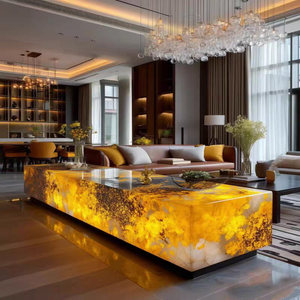 लक्जरी आयताकार पत्थर चमकदार द्वीप डाइनिंग टेबल एकीकृत पानी पट्टी के साथ लक्जरी आयताकार पत्थर चमकदार द्वीप डाइनिंग रूम फर्नीचर - Product Image 3