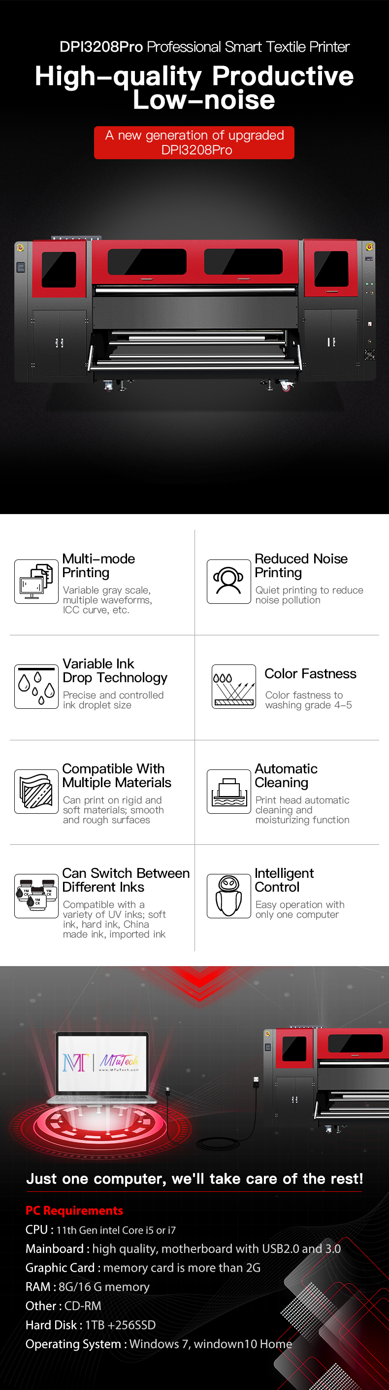 MT 8pcs I3200 printhead Sublimation Paper Printer for yoga clothes printing