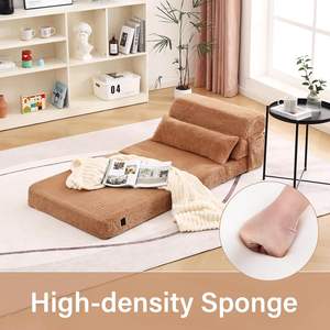 Canapé-lit <span class=keywords><strong>pliant</strong></span> avec oreiller Matelas de taille unique et tissu pelucheux avec sac de rangement portable, chaise longue au sol pour le salon - Product Image 6