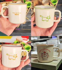 <span class=keywords><strong>Tasse</strong></span> en céramique crème imprimée <span class=keywords><strong>sur</strong></span> mesure de style rétro Imitation émail eau/café <span class=keywords><strong>Photo</strong></span> <span class=keywords><strong>impression</strong></span> avec logo <span class=keywords><strong>sur</strong></span> couleur crème pour le camping - Product Image 6