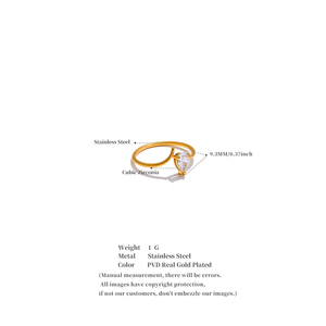 Nhẫn Kim Cương Đá Zircon Giọt Nước lấp lánh thanh lịch cho nữ phong cách hợp thời trang 3331 nhẫn thép không gỉ chống thấm nước - Product Image 6