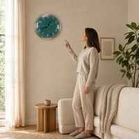 Jam Dinding Plastik Modern Art Deco Warna Hijau Emas untuk Dekorasi Ruang Tamu Rumah