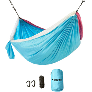 Blue Pink Nylon Beach <b>Hammock</b> Outdoor Camping Casual Style Parachute <b>Hammock</b> - Product Image 2