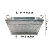 Seau à glace carré en métal galvanisé de 10,9 gallons, bac à boissons, refroidisseur pour bière et fêtes