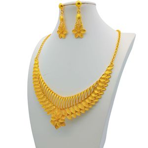Gold Plated Alloy <b>Necklace</b> And Earring Sets For Women Flower Pattern Party Jewelry Fashion <b>Statement</b> Piece - Product Image 3