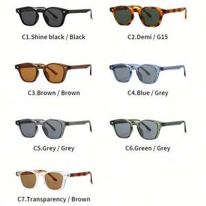 Lunettes de soleil rétro 2025 personnalisées avec logo, monture petite TR90, style punk, protection UV400, rivets, carrées, pour hommes et femmes - Product Image 6