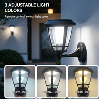 Lámpara Solar de Pared para Exteriores IP65 con Sensor de Movimiento, Control Remoto, Encendido/Apagado Automático, Compatible con E27, Temperatura de Color Ajustable, para Jardín/Patio