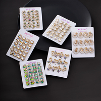 Grossiste Bijoux Xuping Jingjing Clous D'Oreilles Plaqué Or Tendance pour Femme avec Pierres Colorées, Perles, Étoiles, Cœurs, Papillons et Fleurs