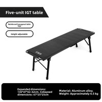Table tactique pliable à cinq sections IGT, ultra-légère, en alliage de carbone, réglable, modulaire, pour l'extérieur, mobilier d'extérieur