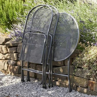 3pcs Outdoor Metal Mesh Folding Bistro Pliable Coffee Bar Set Portable Iron Wire Mesh Balcon Chair and Table Garden Furniture