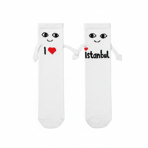 I Love Istanbul Patterned <b>Magnetic</b> <b>Socks</b> Breathable and Daily Use Hand-Holding Feature - Product Image 2