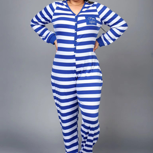 Su misura OEM ODM ricamato Sorority Finer tutina <span class=keywords><strong>pigiama</strong></span> da <span class=keywords><strong>donna</strong></span> rilassante e confortevole scollo a V - Product Image 1