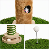 Arbre à chat en forme de plante verte |   Griffoir en sisal avec grotte en peluche, boule roulante et jouet à ressort pour chats