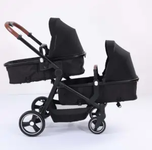 Fabriek Op Maat Gemaakte Dubbele Baby Kinderwagens Populaire Dubbele Kinderwagens Opvouwbare Linnen En Aluminium Frame Kinderwagen Voor 0-3 Jaar Peuter