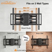 Soporte de Pared Articulado para TV de Acero Laminado en Frío, para Pantallas LCD LED de 50-120 Pulgadas, Giratorio 120 Grados, 80kg/176lbs